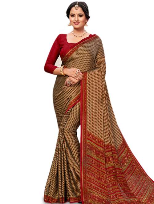 bordered printed saree - 17425028 - Very Small Image - 1