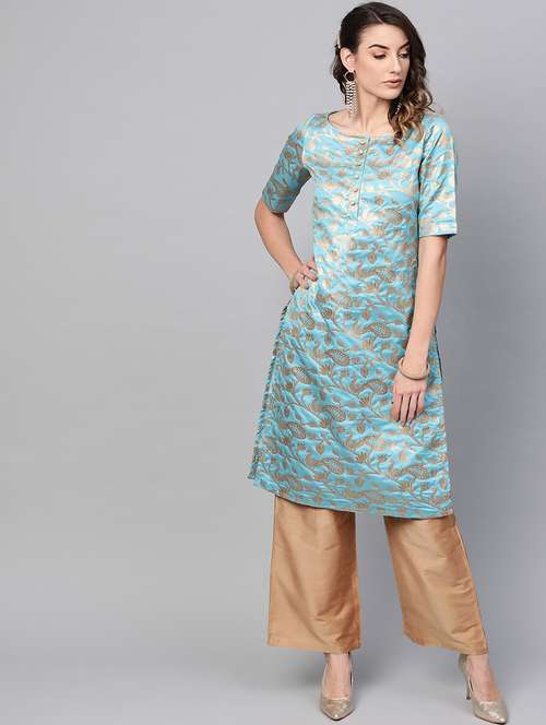 jacquard straight kurta - 17434000 - Very Small Image - 1