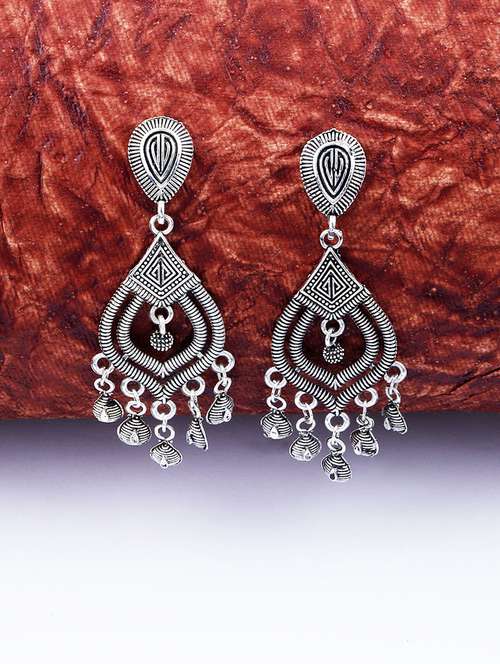 silver metal drop earring - 17449809 - Very Small Image - 1