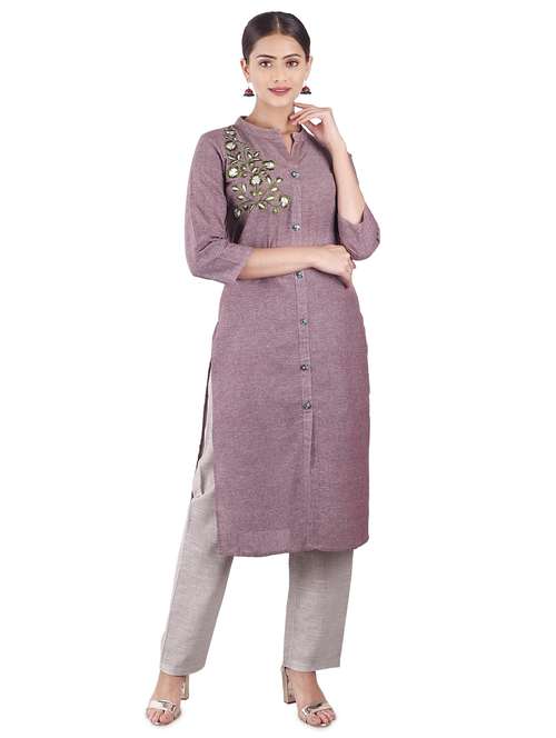 solid straight kurta - 17460354 - Very Small Image - 1