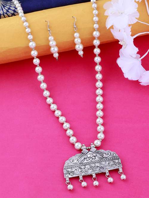 silver plated pearl necklace - 17466223 - Very Small Image - 1