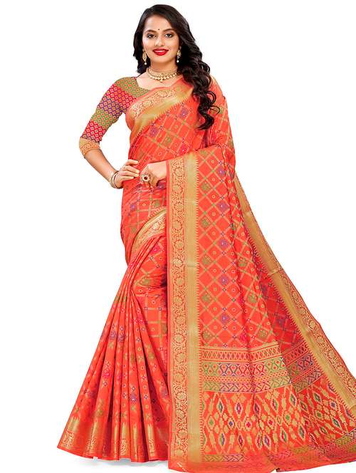 jacquard banarasi saree with blouse - 17469751 - Very Small Image - 1