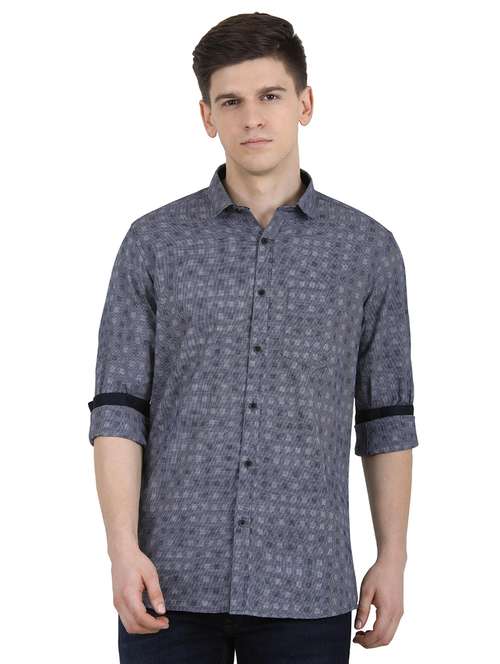 grey checkered casual shirt - 17471312 - Very Small Image - 1