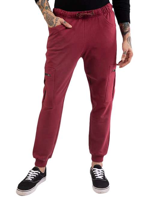 maroon solid jogger - 17501975 - Very Small Image - 1
