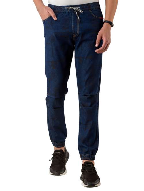 navy blue printed jogger - 17518216 - Very Small Image - 1
