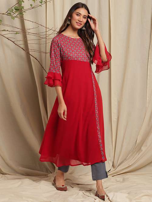 women's flared kurta - 17520421 - Very Small Image - 1