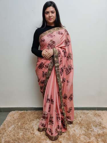 pink embroidered saree - 17525414 - Very Small Image - 1