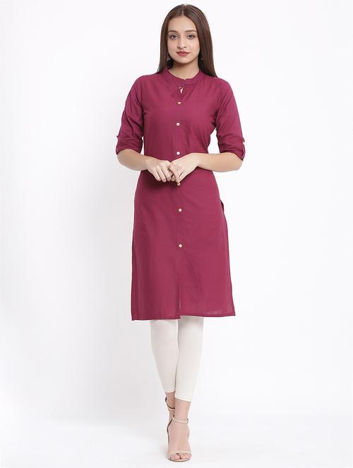 solid straight kurta - 17535697 - Very Small Image - 1