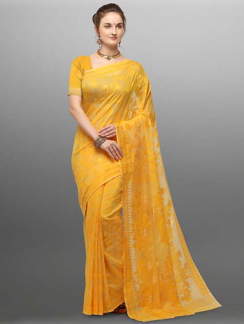 self design jamdani saree with blouse - 17551243 - Very Small Image - 1