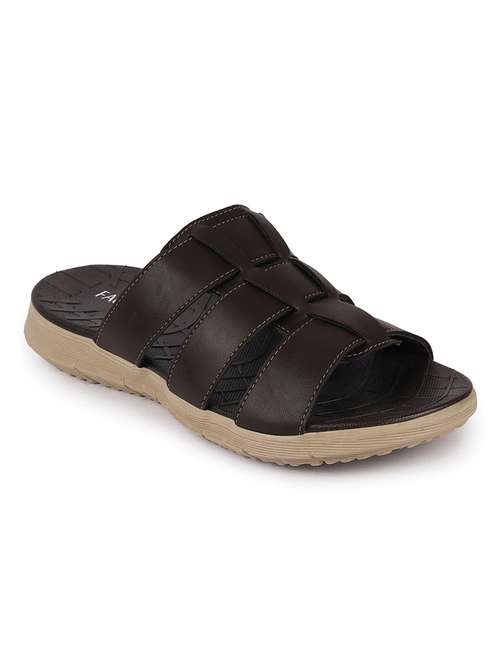 brown pu slip on slippers - 17557635 - Very Small Image - 1