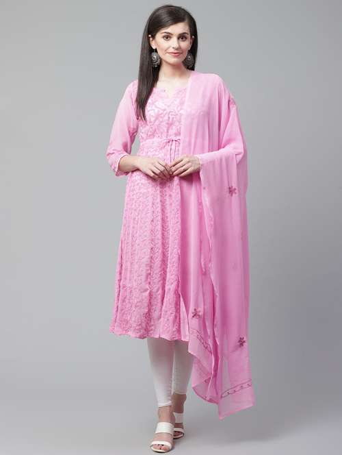 chikankari anarkali kurta - 17559166 - Very Small Image - 1
