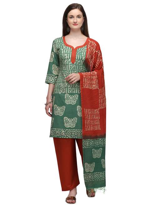 batik printed unstitched suit - 17564745 - Very Small Image - 1