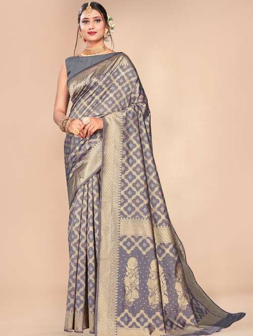 jacquard banarasi saree with blouse - 17573676 - Very Small Image - 1