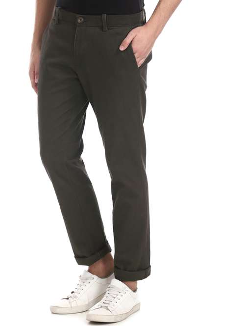 olive green solid chinos - 17574582 - Very Small Image - 1
