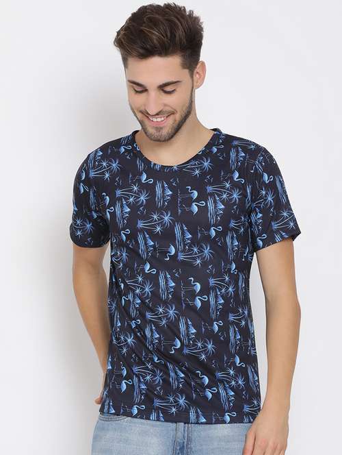 navy blue printed t-shirt - 17633281 - Very Small Image - 1