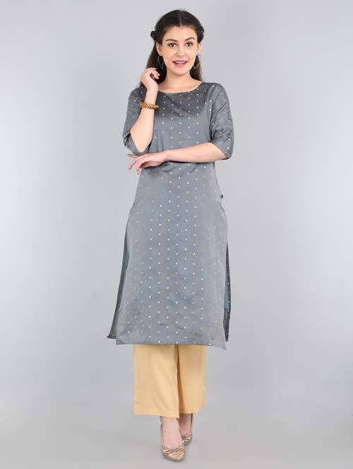 zari work straight kurta - 17654878 - Very Small Image - 1