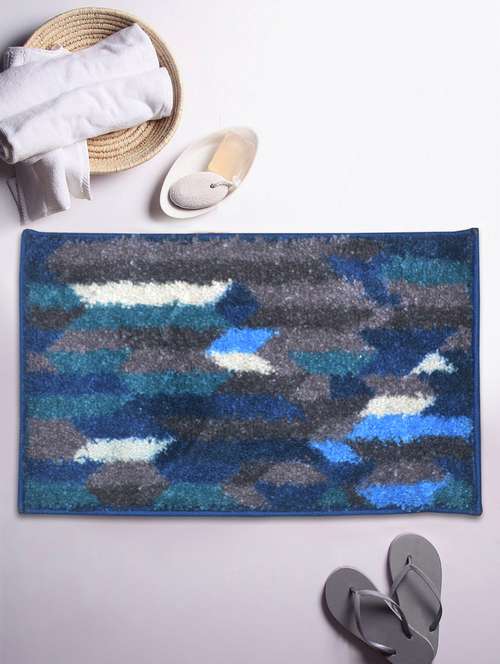bianca soft-cotton bath mat with rubber back -1pc small (super dry) abstract-blue/grey - 17655379 - Very Small Image - 1