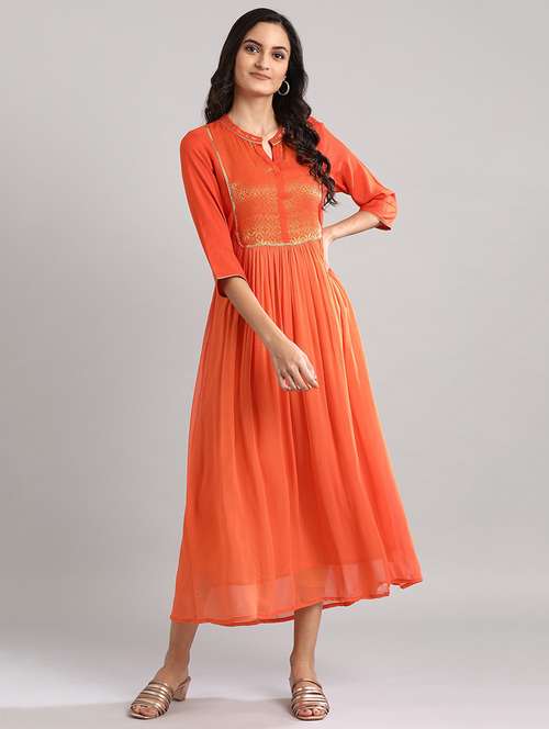 zari work a-line ethnic dress - 17657638 - Very Small Image - 1