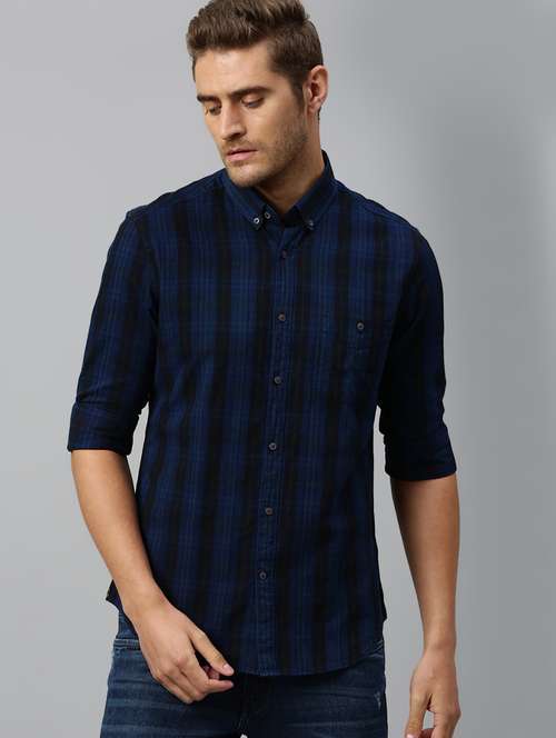 blue checkered casual shirt - 17675644 - Very Small Image - 1