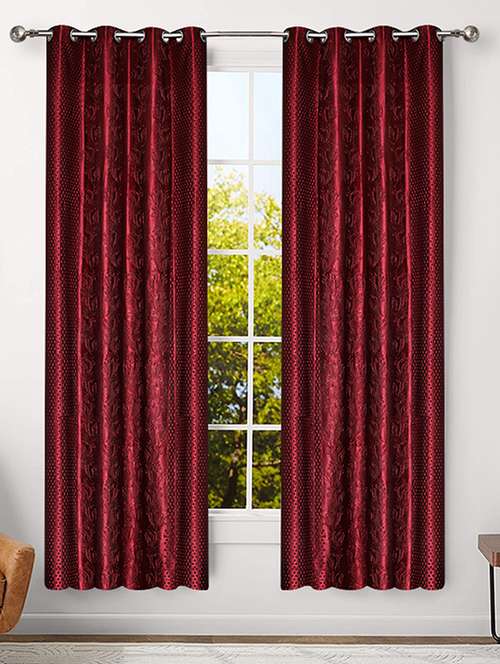 veronica deco 152 cm (5 ft) cotton window curtain (pack of 2) - 17676197 - Very Small Image - 1