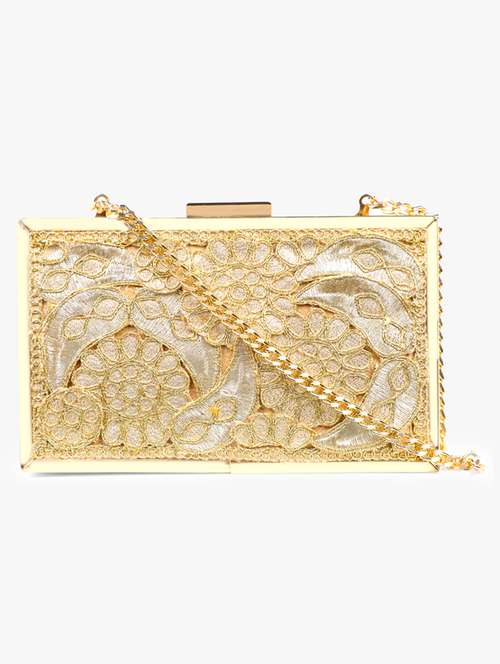 gold silk box clutch - 17677029 - Very Small Image - 1