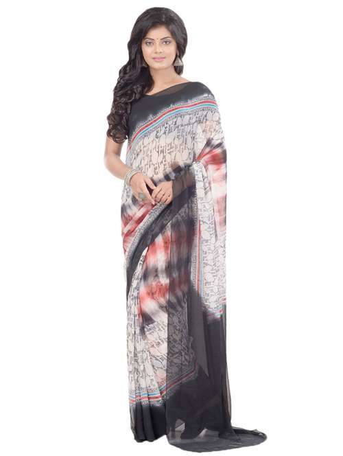 white chiffon saree - 17715669 - Very Small Image - 1