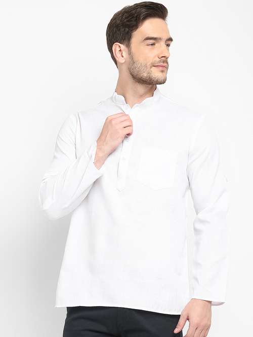 white solid short kurta - 17718771 - Very Small Image - 1