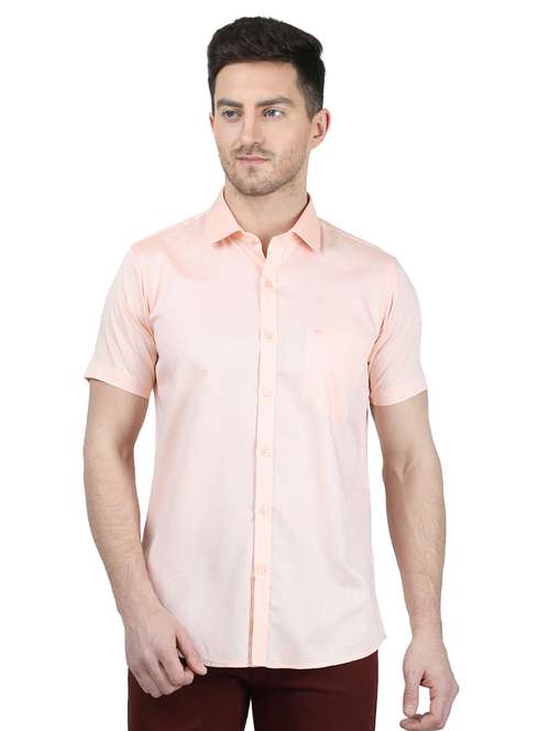 orange solid casual shirt - 17737011 - Very Small Image - 1