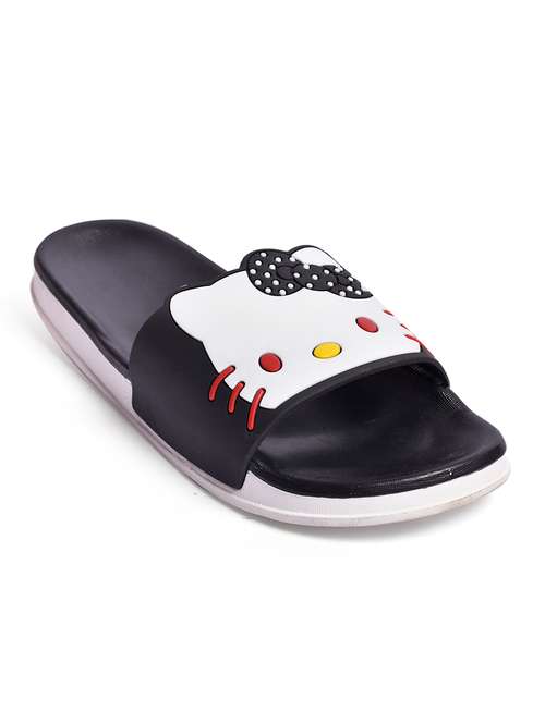 black leatherette slides flip flops - 17765079 - Very Small Image - 1