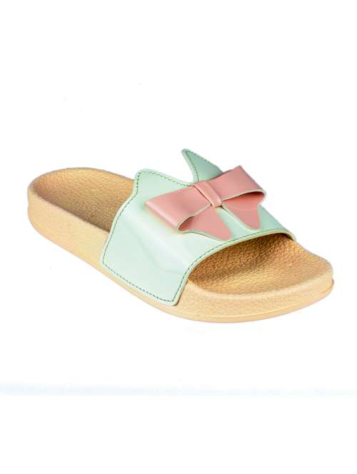 green leatherette slides flip flops - 17765087 - Very Small Image - 1