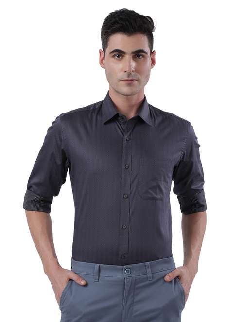 grey printed formal shirt - 17766731 - Very Small Image - 1