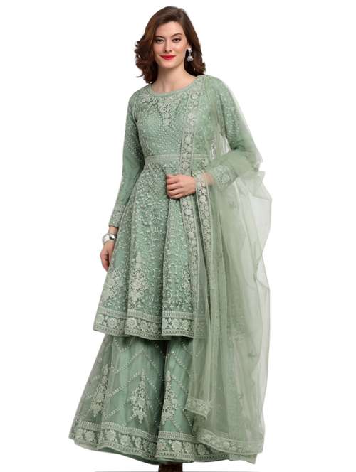 green net semistitched suit - 17775453 - Very Small Image - 1