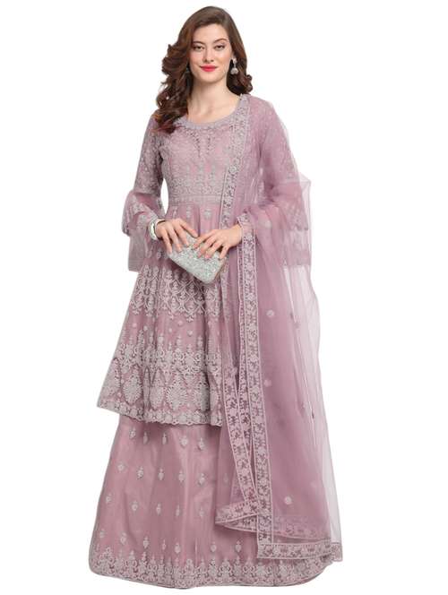 pink net semistitched suit - 17775456 - Very Small Image - 1