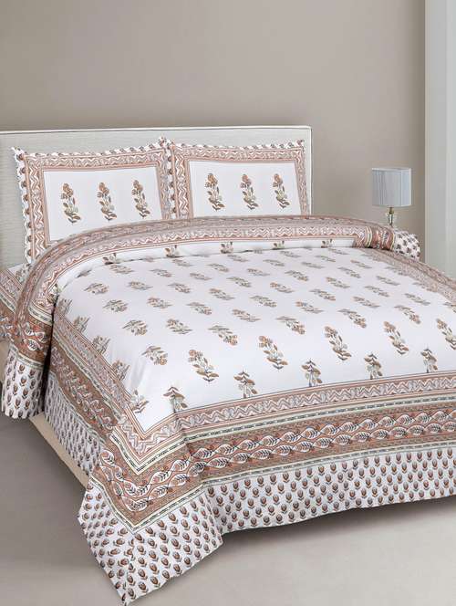 english peach pastel cotton double bedsheet - 17780942 - Very Small Image - 1