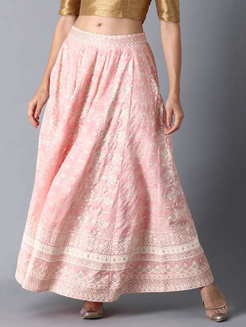 pink viscose flared skirt - 17791067 - Very Small Image - 1