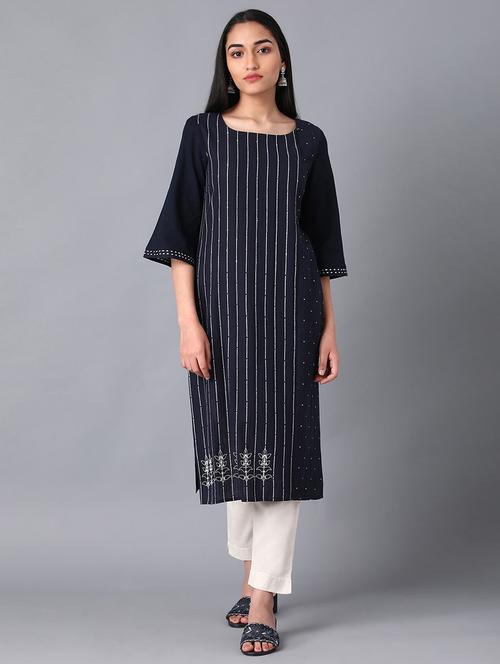 women's straight kurta - 17823639 - Very Small Image - 1
