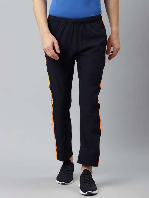 navy blue side taped full length track pant - 17825415 - Very Small Image - 1