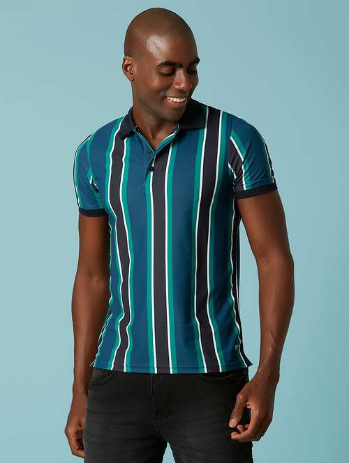 green color block polo t-shirt - 17828097 - Very Small Image - 1
