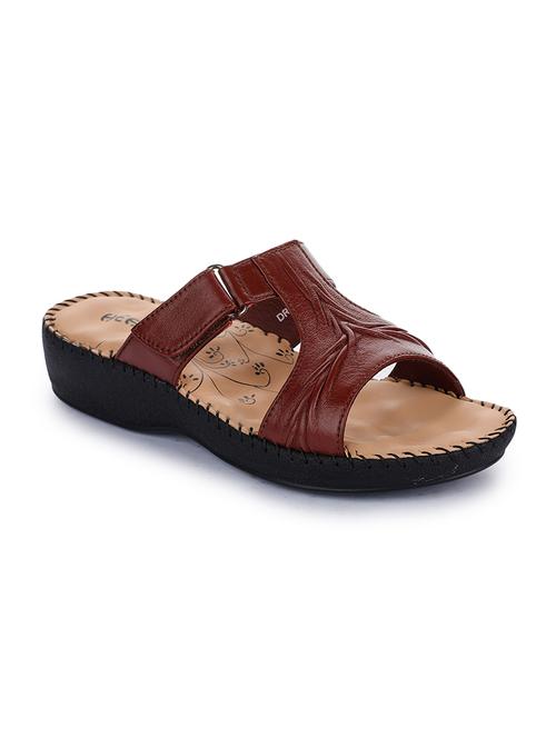 brown leather slip on sandals - 17849343 - Very Small Image - 1