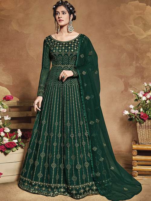 green net semistitched suit - 17853264 - Very Small Image - 1