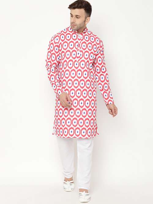 red printed kurta pyjama set - 17855841 - Very Small Image - 1
