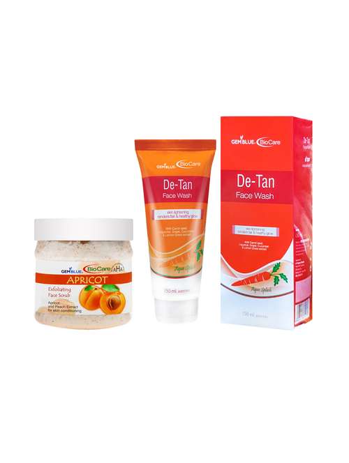 gemblue biocare apricoat scrub, 500ml and de-tan face wash, 150ml - 17862268 - Very Small Image - 1
