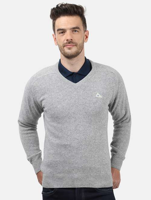 grey solid wool pullover - 17889943 - Very Small Image - 1