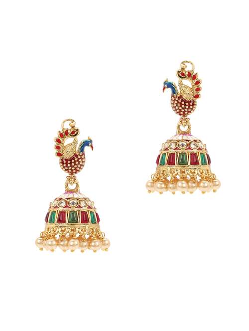multi colored metal jhumka earring - 17904617 - Very Small Image - 1