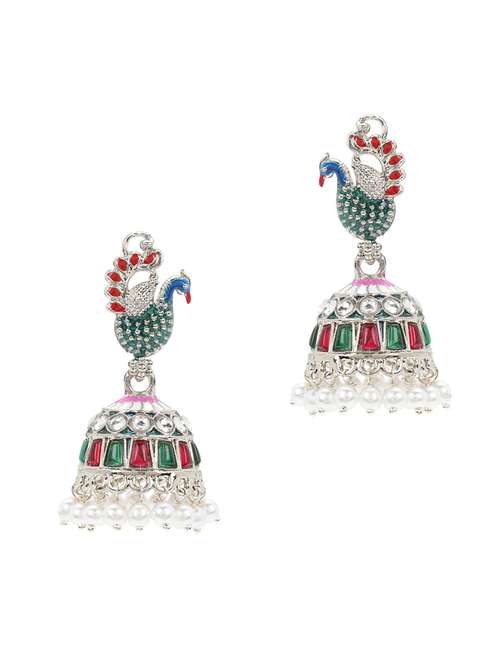 multi colored metal jhumka earring - 17904621 - Very Small Image - 1