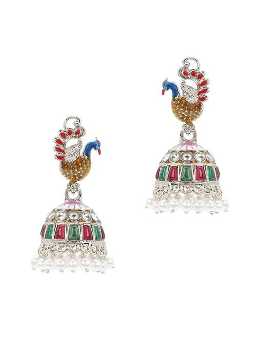 multi colored metal jhumka earring - 17904623 - Very Small Image - 1