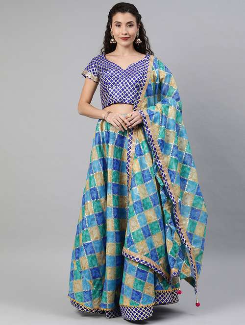 checkered a-line lehenga - 17924463 - Very Small Image - 1