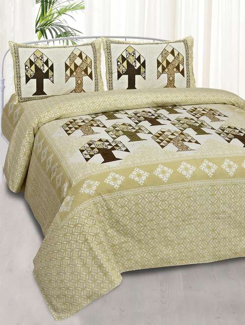 jaipurfabric bedsheet gold buta ethnic print ethnic cotton jaipur double bedsheet - 17959424 - Very Small Image - 1