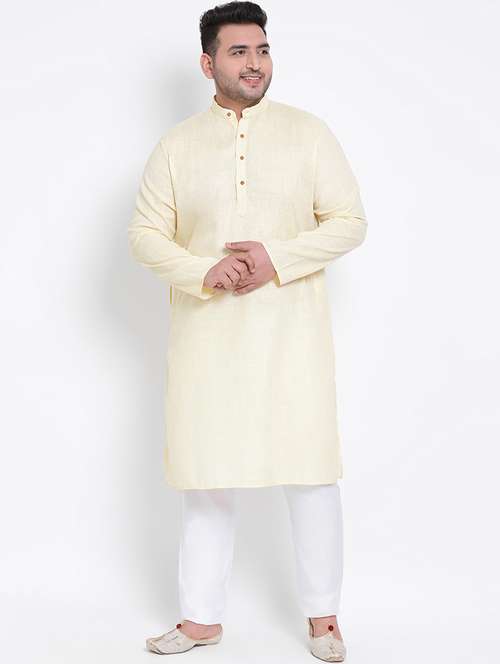 yellow solid kurta pyjama ethnic wear set - 17975837 - Very Small Image - 1