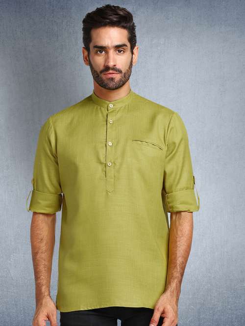 green solid short kurta - 17976663 - Very Small Image - 1